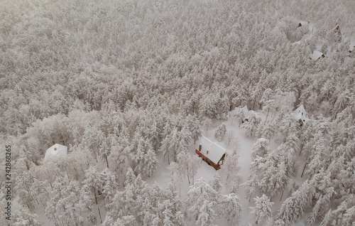 Aerial view at winter mountain