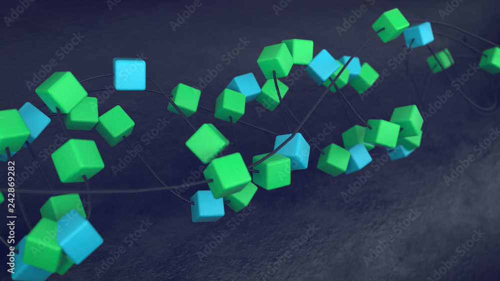 Obraz premium 3d render an abstract background with glass cubes and line