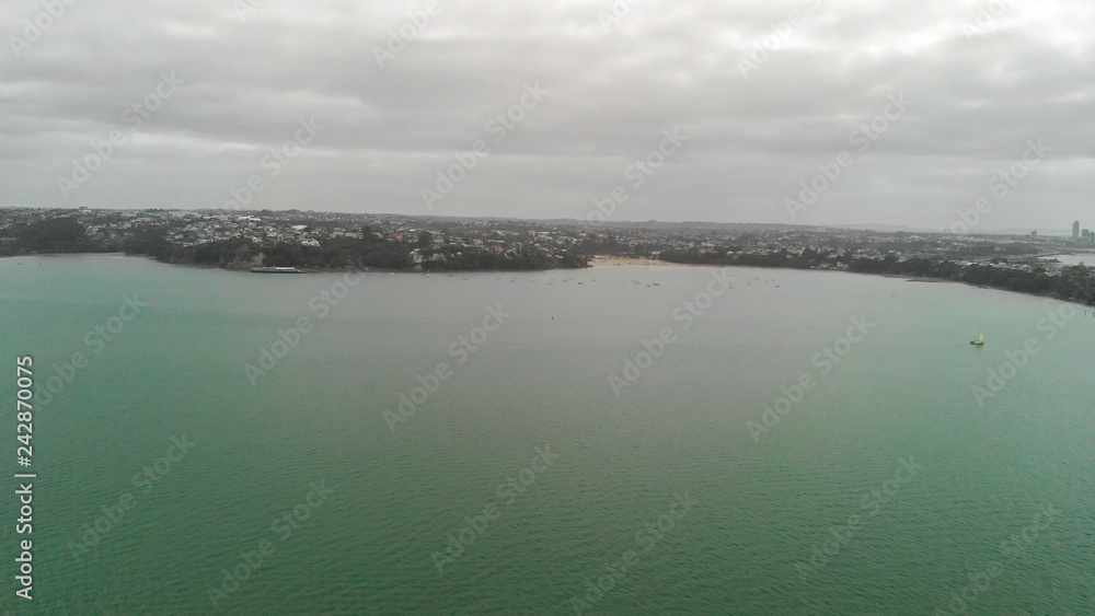 Auckland panoramic aerial view. City bridge and skyline, New Zealand