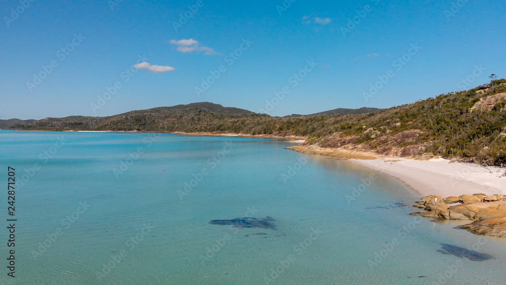 Aerial view of Whitehaven Beach in Queensland, Australia