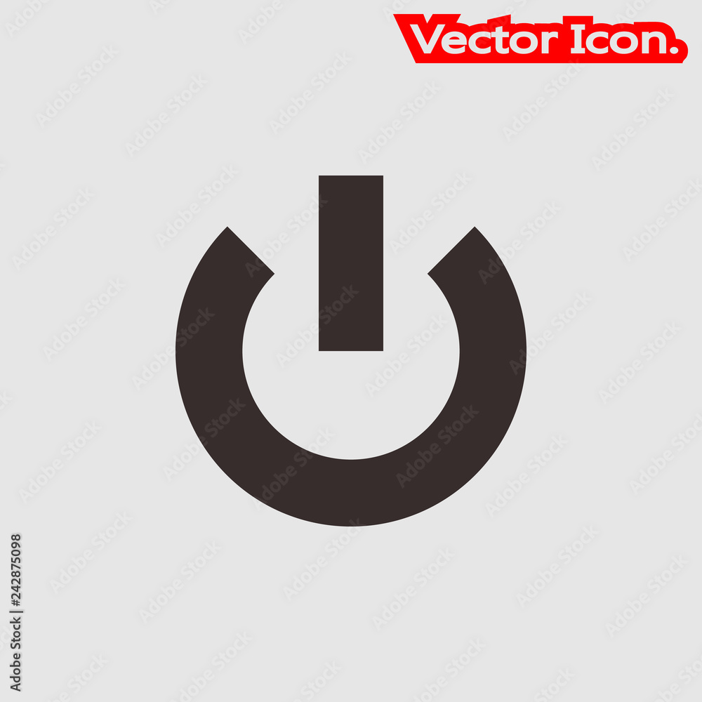Power button icon isolated sign symbol and flat style for app, web and digital design. Vector illustration. Power button icon isolated sign symbol and flat style for app, web and digital design. Vector illustration.