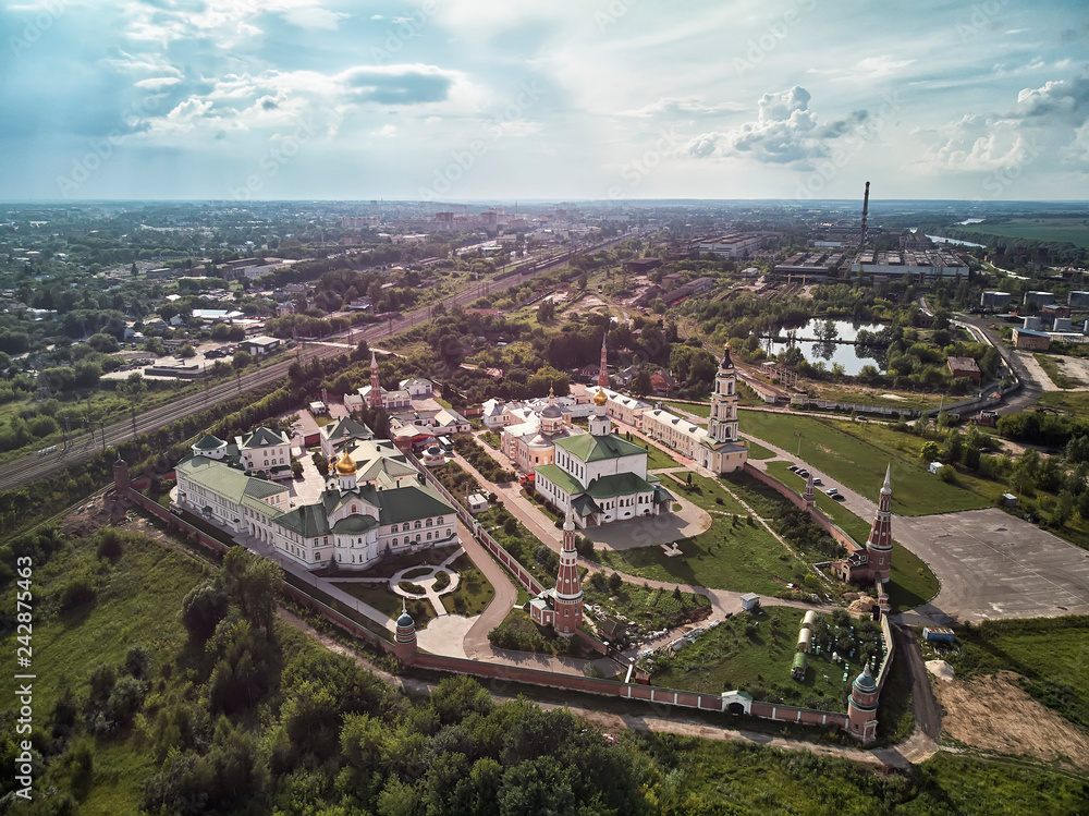 Aerial view on churches in old town kremlin of Kolomna, Moscow oblast, Russia