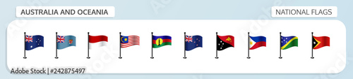 Australia and Oceania national flags