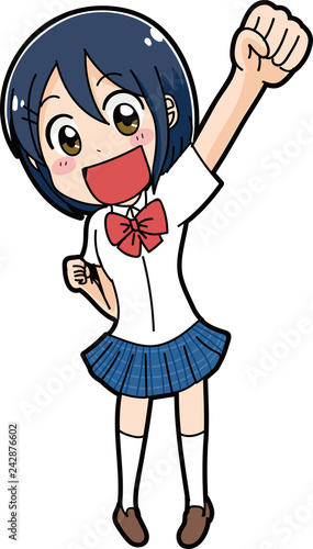 ガッツポーズをする女子学生のイラスト 夏服 Stock Vector Adobe Stock ガッツポーズをする女子学生のイラスト 夏服 Stock Vector Adobe Stock