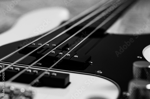 closeup of bass guitar
