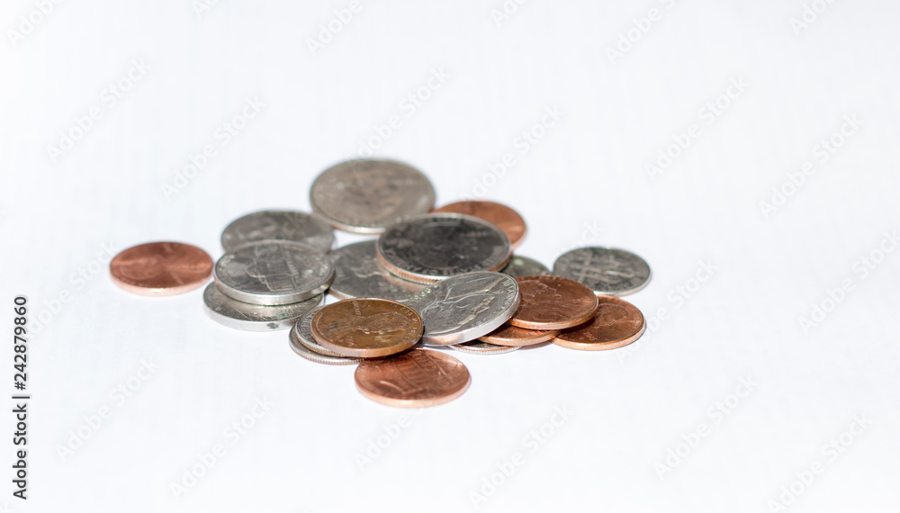 Different coins of USA isolated on the white background Different coins of USA isolated on the white background