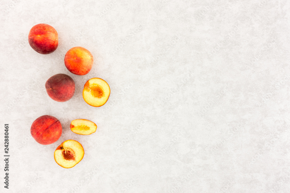 Amber Blush Peaches on Gray Patterned Background