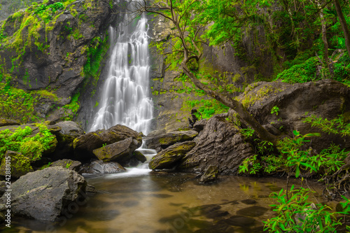 Khlong Lan Waterfall  the beautiful waterfall in deep forest at Khlong Lan National Park  Kamphaeng Phet  Thailand 