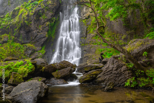 Khlong Lan Waterfall  the beautiful waterfall in deep forest at Khlong Lan National Park  Kamphaeng Phet  Thailand