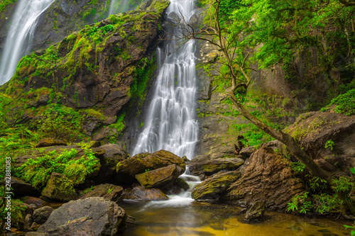 Khlong Lan Waterfall, the beautiful waterfall in deep forest at Khlong Lan National Park ,Kamphaeng Phet, Thailand,