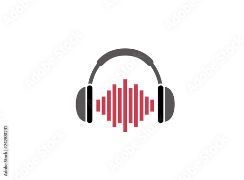 Headphones with music beats, Headset Logo