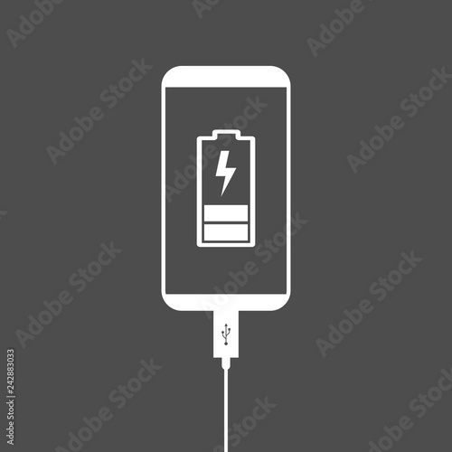 Smartphone, battery load icon. Vector illustration, flat design.