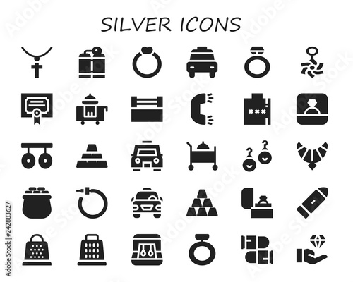  silver icon set