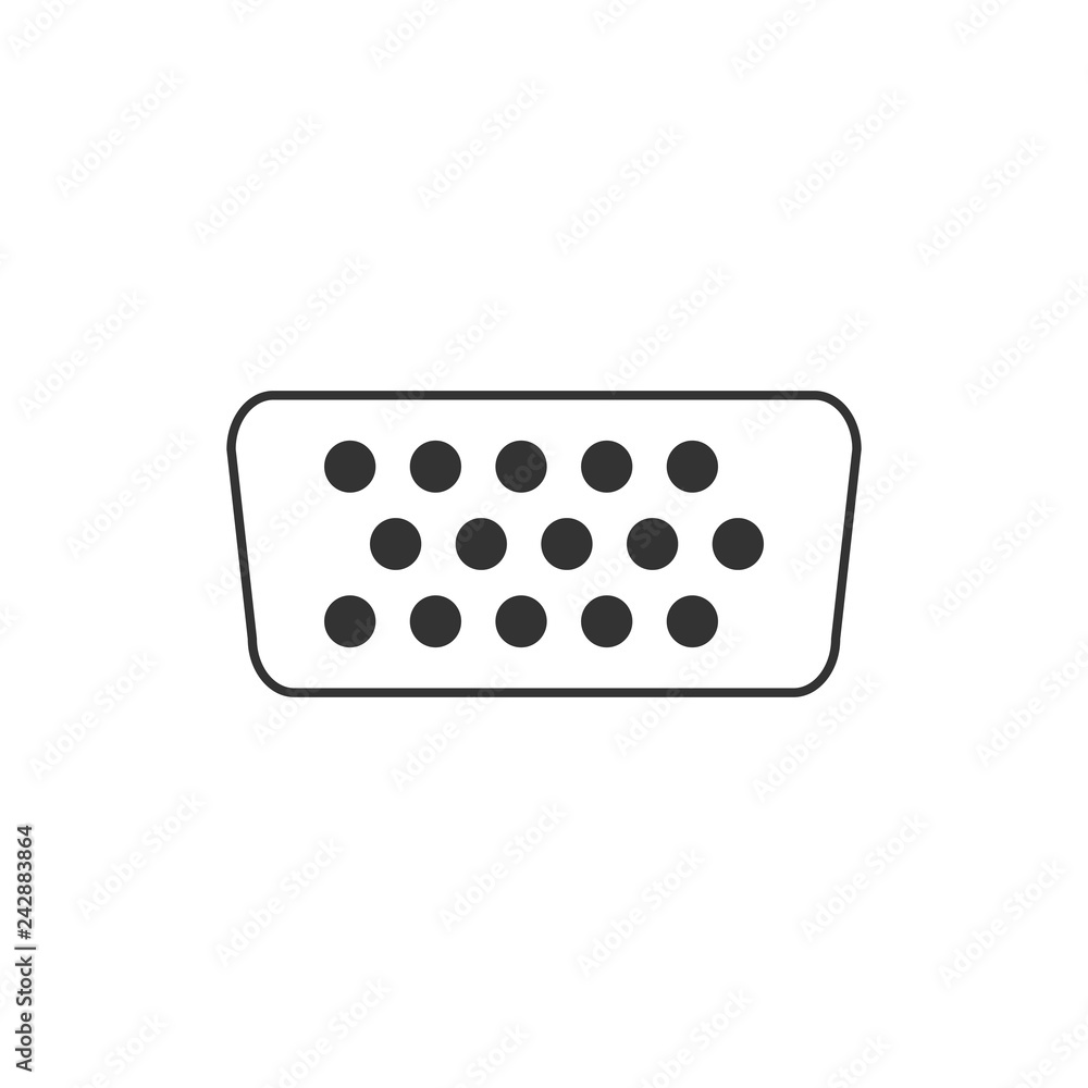 VGA port icon. Vector illustration, flat design. VGA port icon. Vector illustration, flat design.