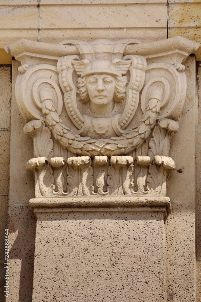 Bas-relief ,relief (sculpture) at Bayerische Staatsbank Pirmasens, Germany,2017