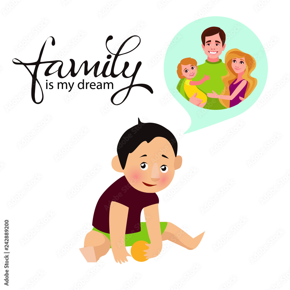 Adopted child. Family is my dream. The boy dreams of a big happy family. Adopted child. Family is my dream. The boy dreams of a big happy family.