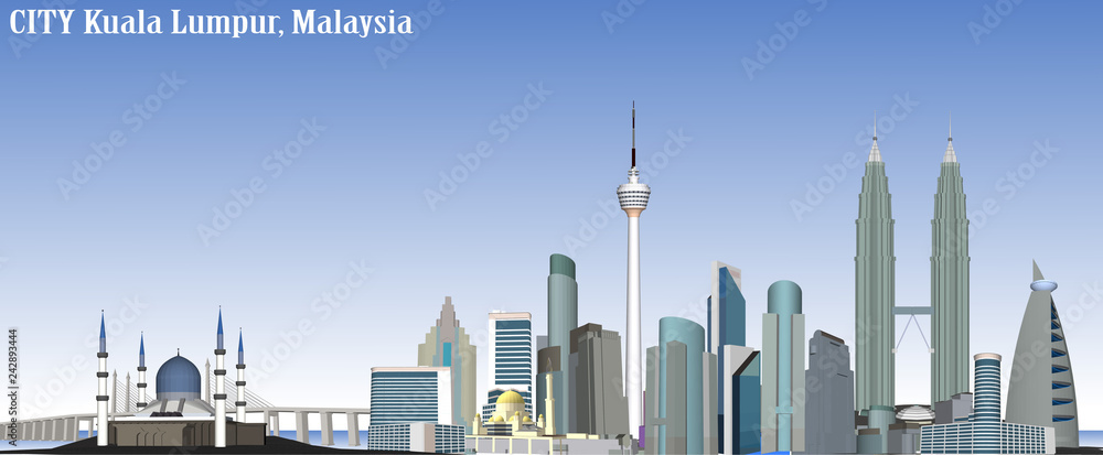 Obraz premium Vector Miasto Kuala Lumpur, Malezja
