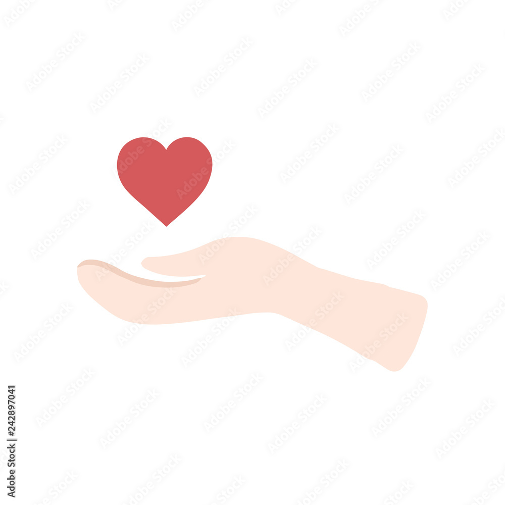 Heart in hand. Giving heart logo template for transplant, organ, donation, charity, health, voluntary, nonprofit organisation. Isolated on white background, vector. Heart in hand. Giving heart logo template for transplant, organ, donation, charity, health, voluntary, nonprofit organisation. Isolated on white background, vector.