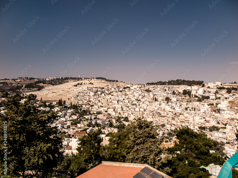 Obraz premium Panorama overlooking the Part Old City of Jerusalem, Israel as backgrund