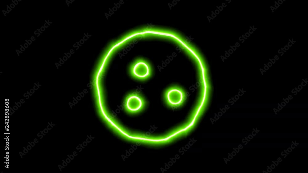 The appearance of the green neon symbol cookie. Flicker, In - Out. Alpha channel Premultiplied - Matted with color black The appearance of the green neon symbol cookie. Flicker, In - Out. Alpha channel Premultiplied - Matted with color black