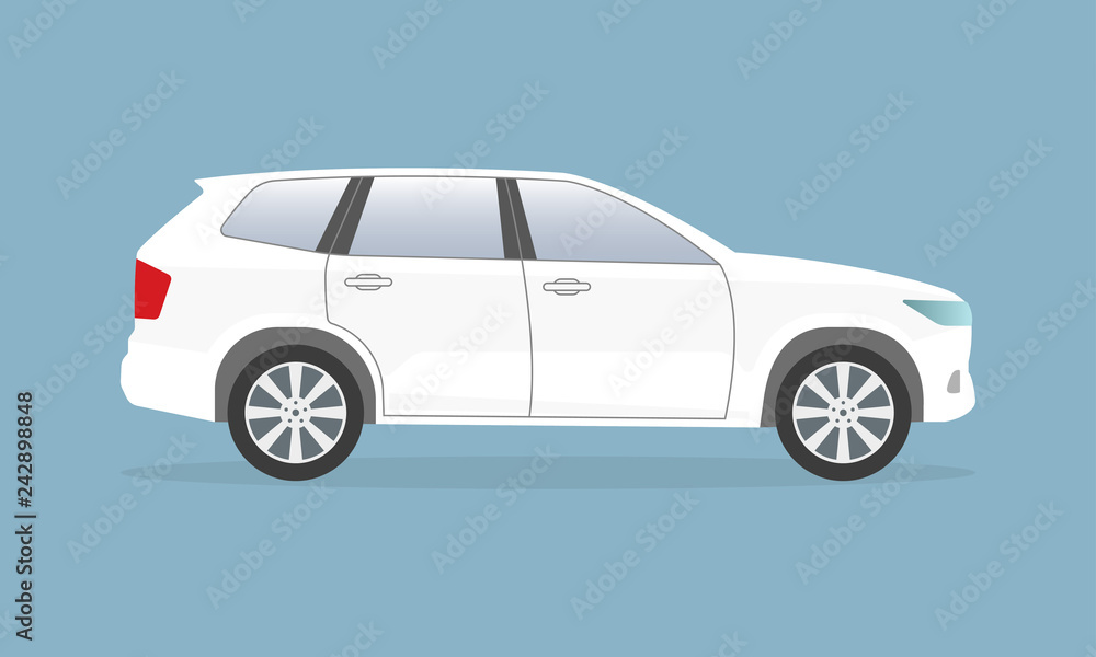 Fototapeta White SUV car. Side view. Crossover utility vehicle. Vector illustration.