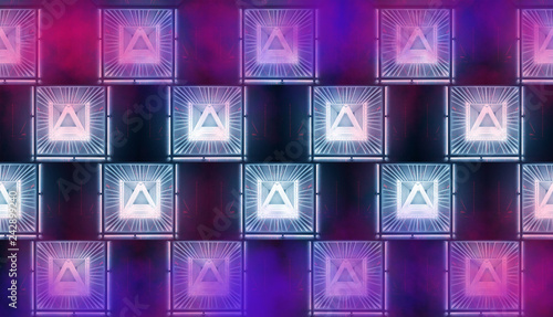 Neon windows, lights. Abstr...
