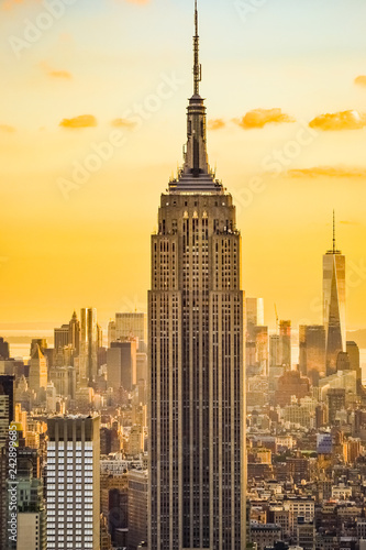 New York City skyline during the sunset from the Top of the Rock (Rockefeller Center), United States          photo