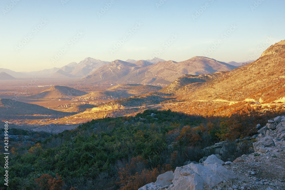 Beautiful mountain landscape on sunny autumn day. Dinaric Alps, Bosnia and Herzegovina, Republika Srpska