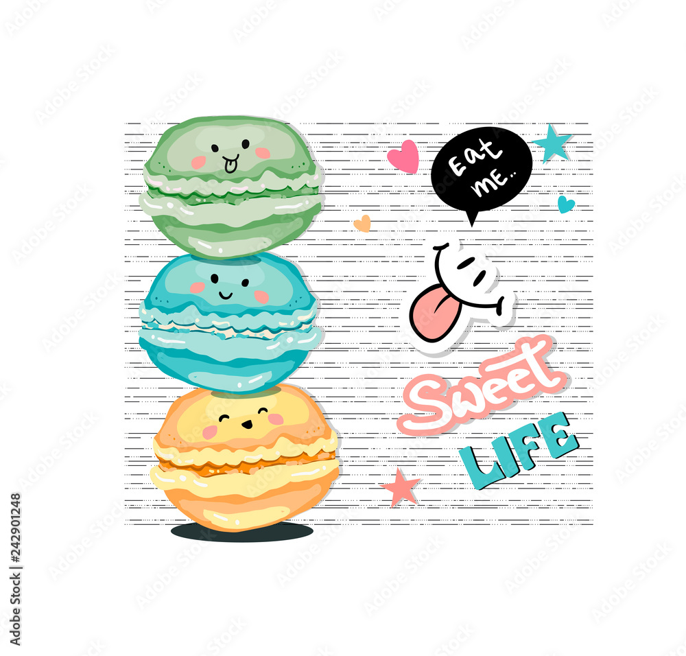 typography slogan print with cute macaroon. typography slogan print with cute macaroon.