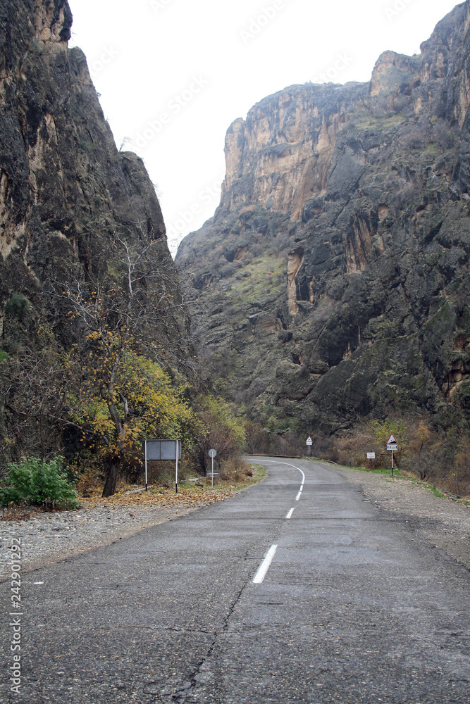 The road in Armenia to the monastery of Noravank