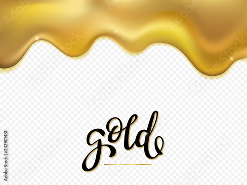 Gold foil drip isolated on transparent background