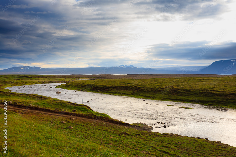 River near Hvitarvatn lake, Iceland Highlands landscape