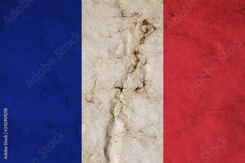 Flag of France with old dirty grunge texture