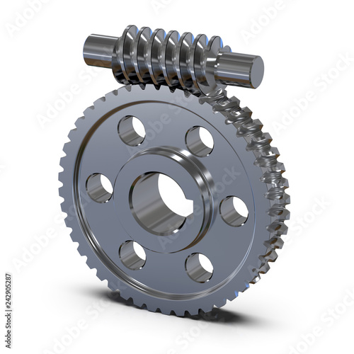 Gear worm wheels. Mechanics for training. 3D rendering.