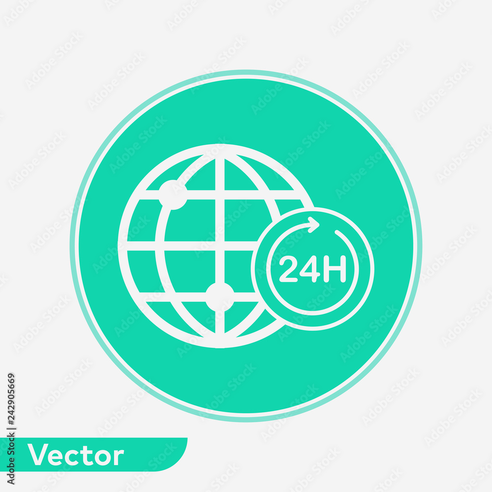 24 hours globe vector icon sign symbol 24 hours globe vector icon sign symbol