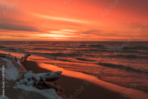 Winter Sunset on Lake Huron