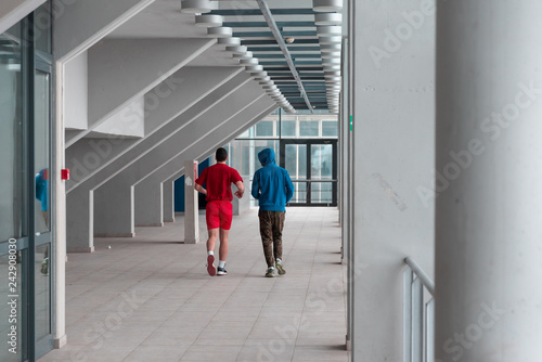 two friends runing and practice in the hall © blanke1973