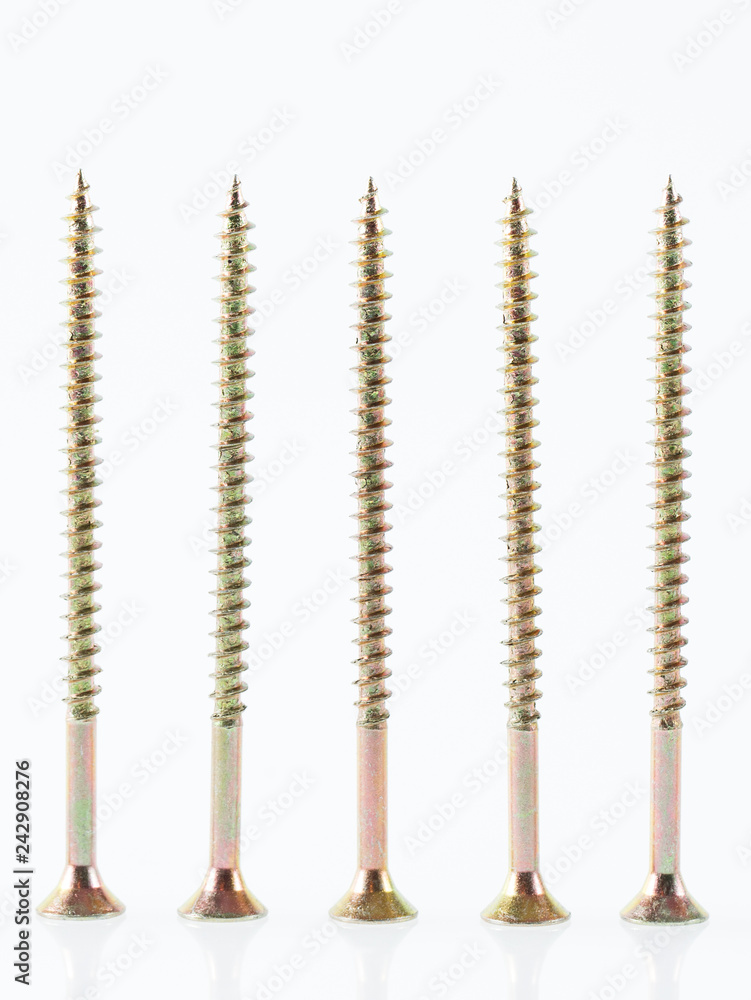 Screws still life large self tapping screws on white background. Screws still life large self tapping screws on white background.