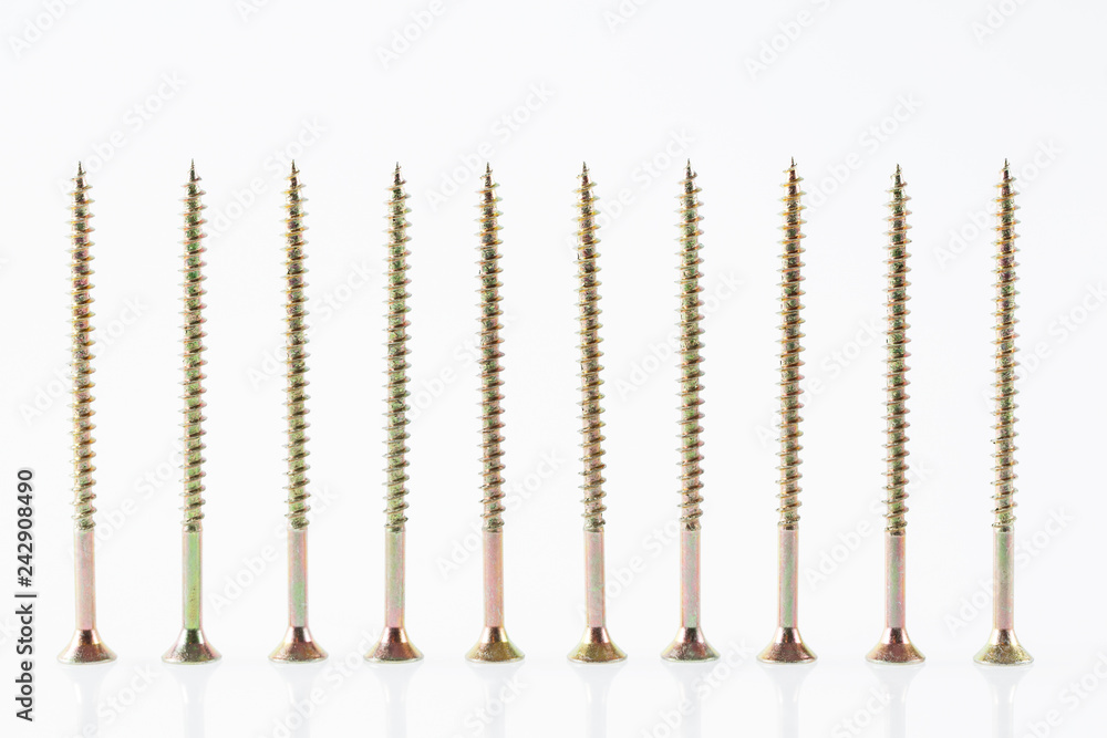 Screws still life large self tapping screws on white background. Screws still life large self tapping screws on white background.
