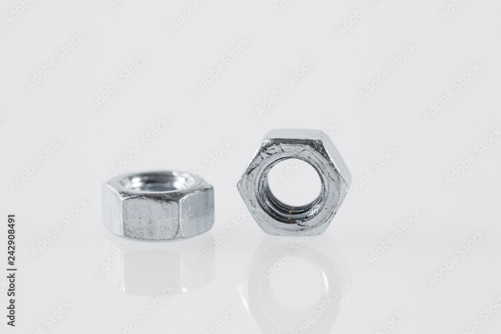metal nuts tool on white background. metal nuts tool on white background.