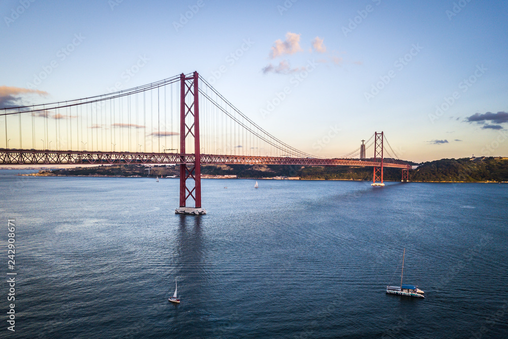 Ponte 25 de Abril bridge in Lisbon, Portugal