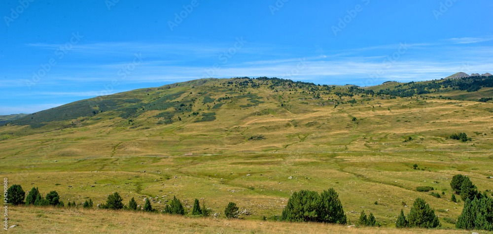 Naklejka premium Mountains in the Pyrenees through the valley of Aran