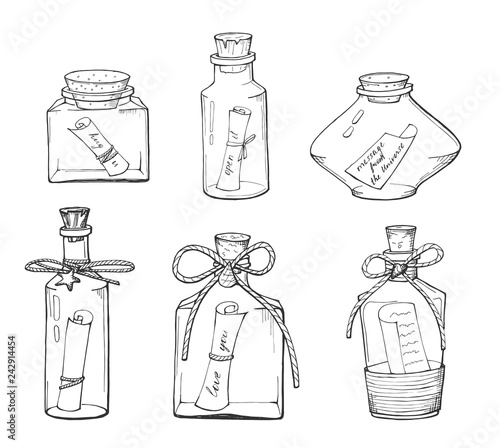 different bottle with a note