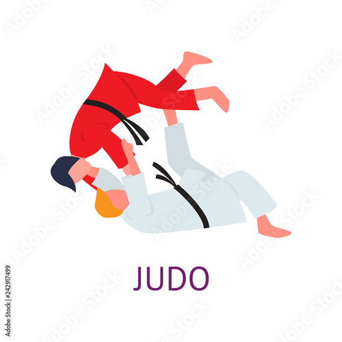 Athlete engaged in martial arts hones tricks and strokes. Practicing pain strokes.