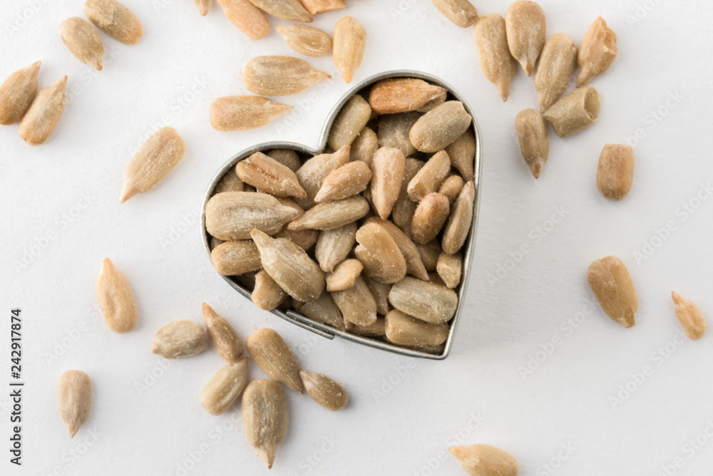 Roasted Sunflower Seeds in a Heart Shape Roasted Sunflower Seeds in a Heart Shape