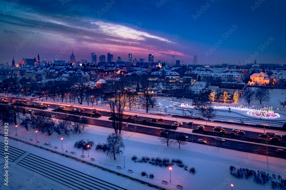 Fototapeta premium Zimowa Warszawa