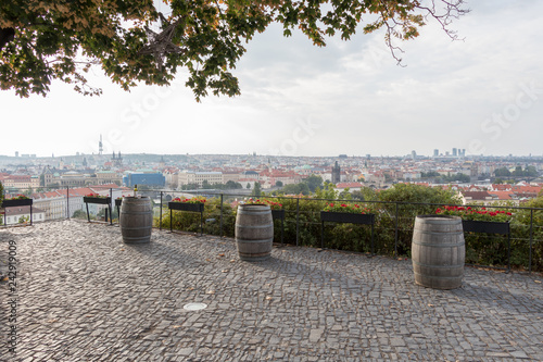 Three old wine barrels in Prague  Czech Republic