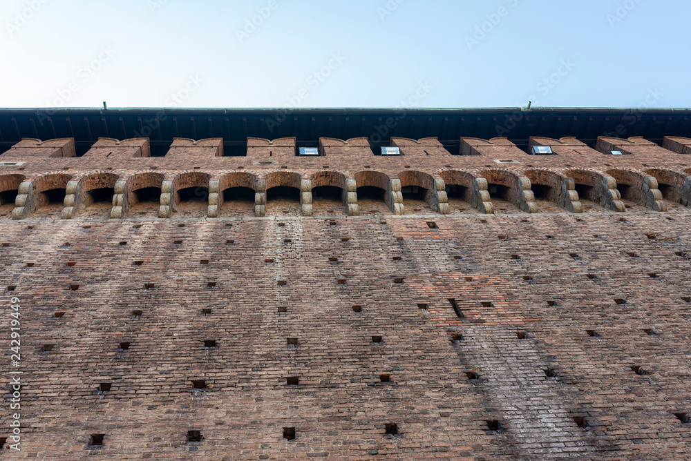 Wall of the Sforzesco Castle in Milan