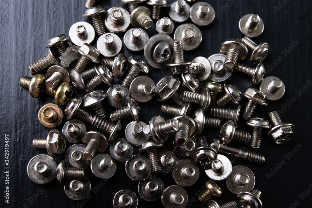 Various screws for assembling computer sets. Accessories for mechanic electronics. Various screws for assembling computer sets. Accessories for mechanic electronics.