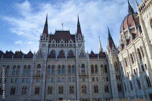 Exterior of Hungarian Parliament Building in Budapest on December 29, 2017.